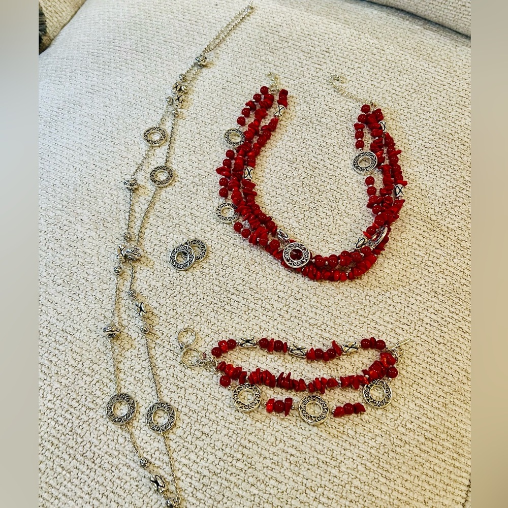 4 pc Brighton Red and Silver